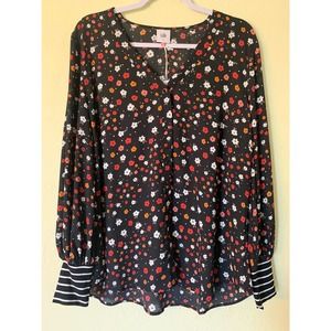 Cabi Floral Long Sleeve Blouse size Large